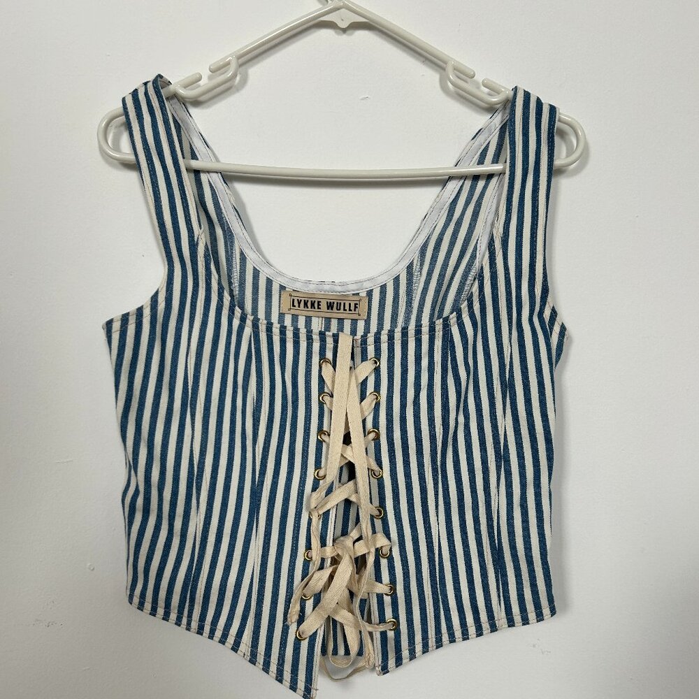 LYKKE WULLF CORSET STRIPED DENIM SIZE SMALL
